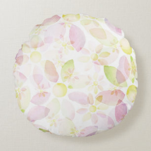 Cojín Redondo Fondo diseñado de la flor de la acuarela, textura