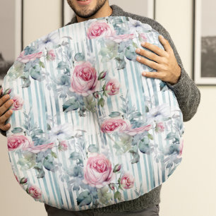 Cojín Redondo Fondo floral de primavera retro de Rubor