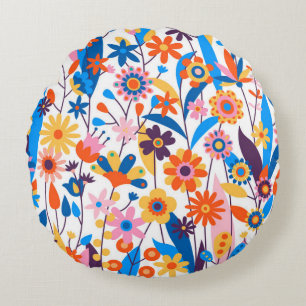 Cojín Redondo Fondo floral multicolor exótico-32939