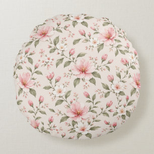 Cojín Redondo Fondo floral sin costuras de flor de cerezo rosa s