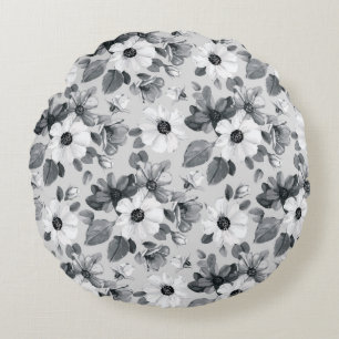 Cojín Redondo Fondo florido impecable con un hermoso flujo silve