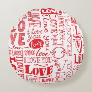 Cojín Redondo fondo impecable dibujado a mano con doodles de amo