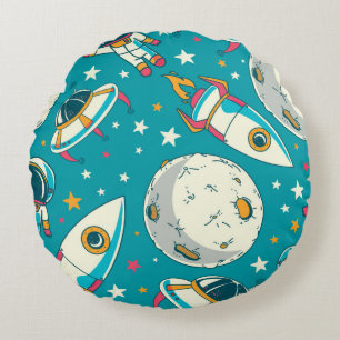 Cojín Redondo Fondo incomparable con astronautas adorables, p