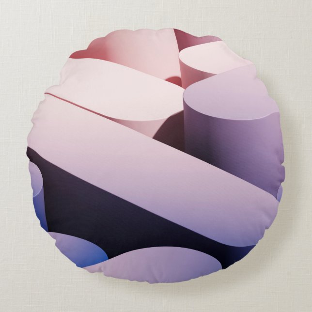 Cojín Redondo Fondo mínimo de simulación abstracta. Azul y rosa  (Anverso)