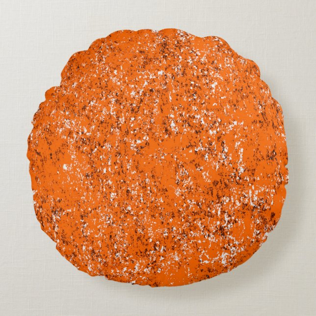 Cojín Redondo Fondo moreno oscuro. Naranja blanco negro o (Anverso)