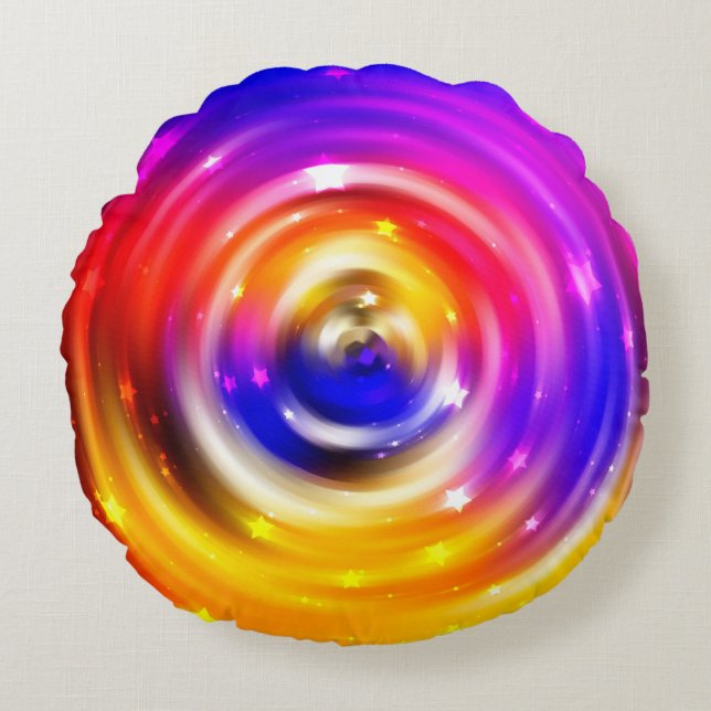Cojín Redondo fondo multicolor abstracto. círculo brillante (Anverso)