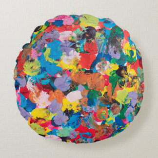 Cojín Redondo fondo multicolor teñido con pincel