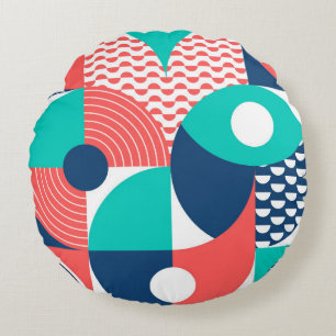 Cojín Redondo Fondo Mural Geométrico Moderno Vintage