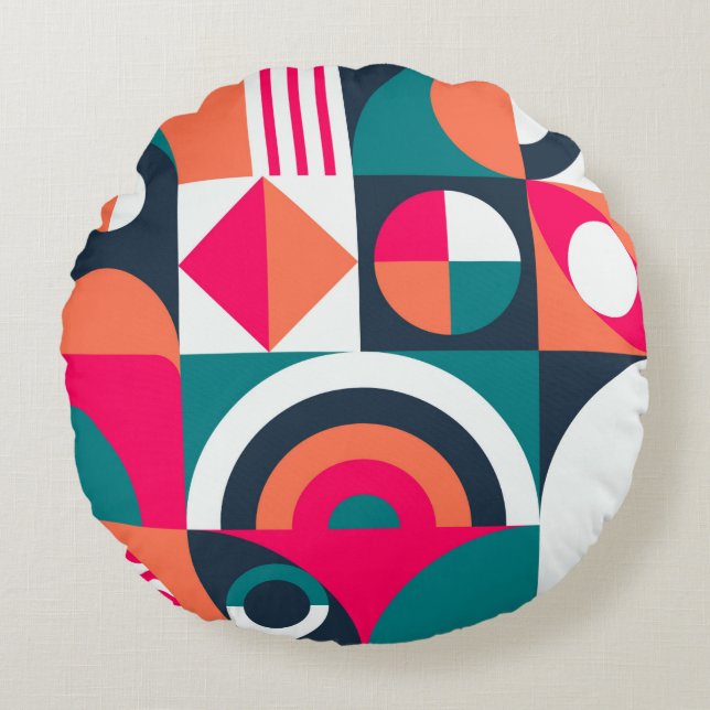 Cojín Redondo Fondo mural geométrico. Viñeta de estilo moderno (Anverso)
