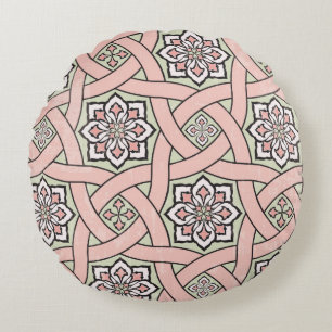 Cojín Redondo Fondo ornamental de azulejos antiguos, sin costura