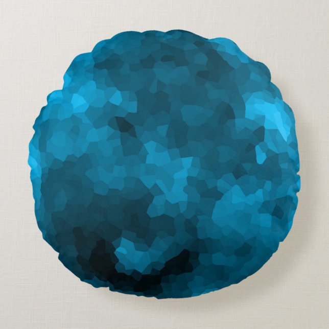 Cojín Redondo Fondo poligonal abstracto azul (Anverso)