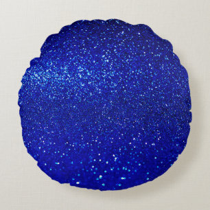 Cojín Redondo Fondo purpurina azul brillante abstracto
