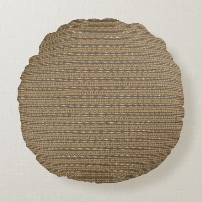 Cojín Redondo fondo rayado marrón y beige (Anverso)