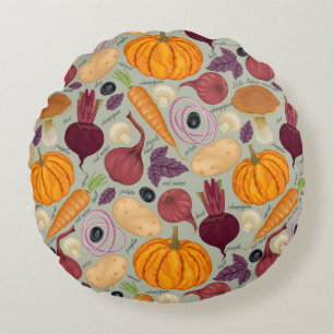 Cojín Redondo Fondo retro de verduras frescas
