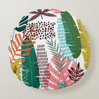 Cojín Redondo Fondo tropical sin foco con Monstera