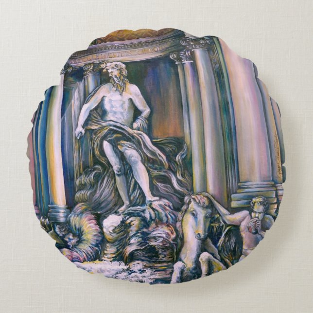 Cojín Redondo Fontana Di Trevi, Roma, Italia (Anverso)