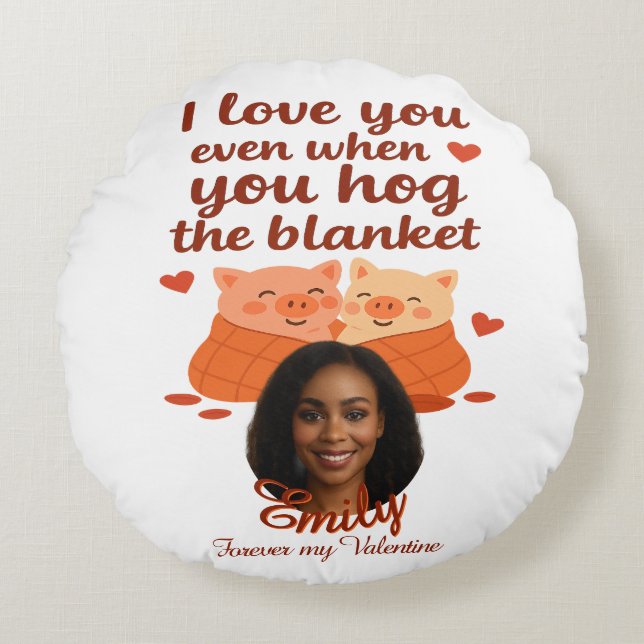 Cojín Redondo 'Forever my Valentine' Personalized Round Pillow (Anverso)