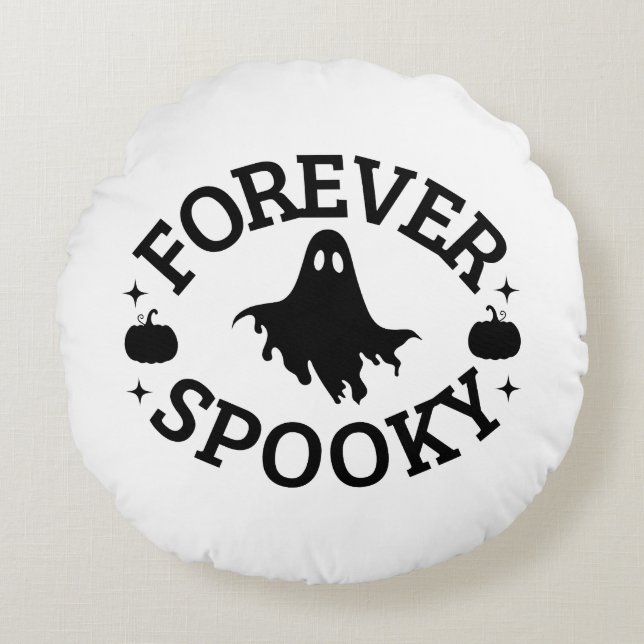 Cojín Redondo Forever Spooky Halloween Throw Pillow (Anverso)