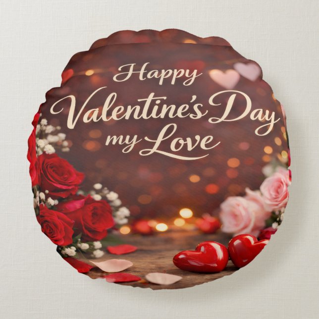 Cojín Redondo 'Forever Your Valentine' Round Pillow (Anverso)