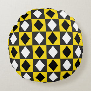 Cojín Redondo Forma de diamante Rhombus blanco amarillo