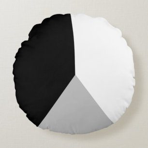 Cojín Redondo Forma geométrica abstracta gris y blanca negra