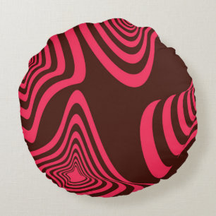 Cojín Redondo Forma geométrica abstracta rosa, óptica, de moda y