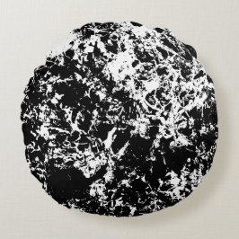 Cojín Redondo Formación de hielo abstracto en blanco y negro