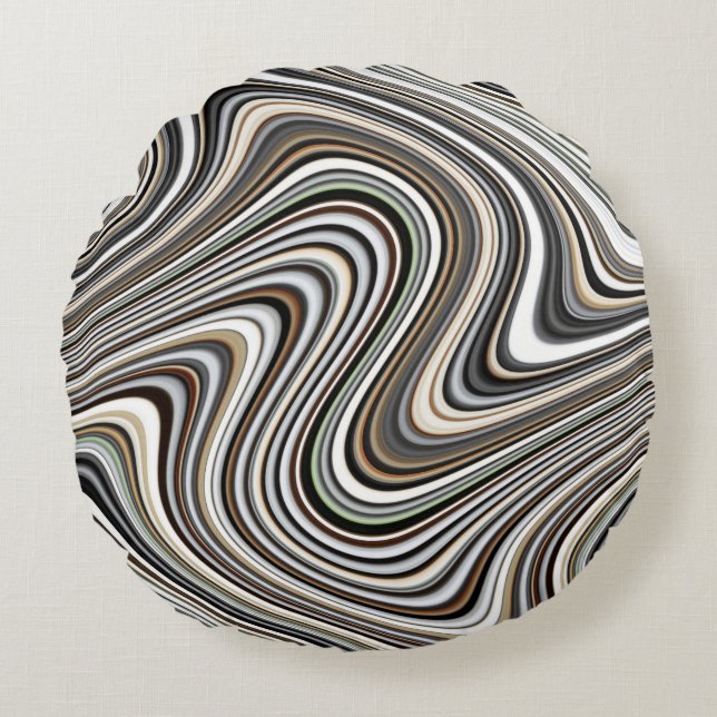 Cojín Redondo Formas abstractas de curvas (Anverso)