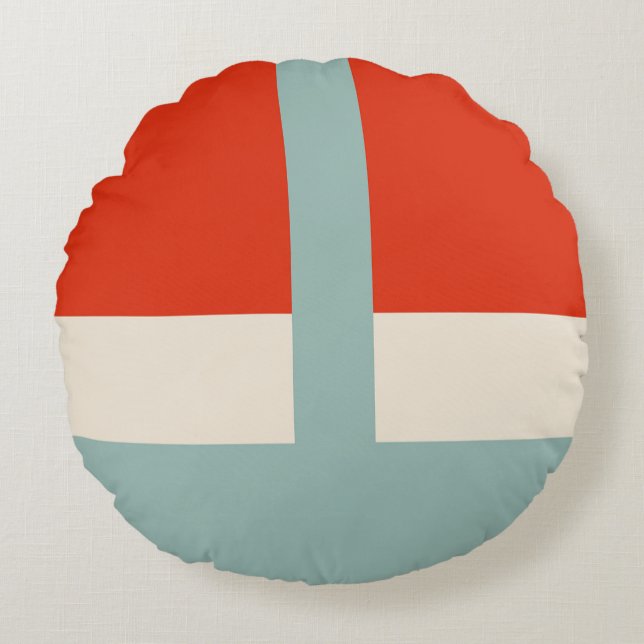 Cojín Redondo Formas Geométricas Abstracto Rojo Gris (Anverso)