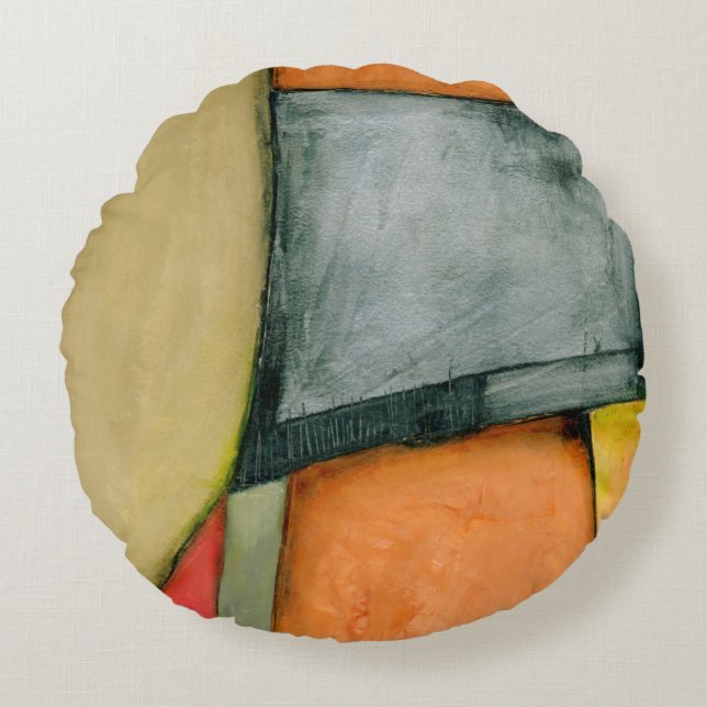 Cojín Redondo Formas geométricas coloridas contemporáneas (Anverso)