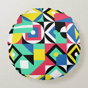 Cojín Redondo Formas geométricas coloridas Ornamento decorativo