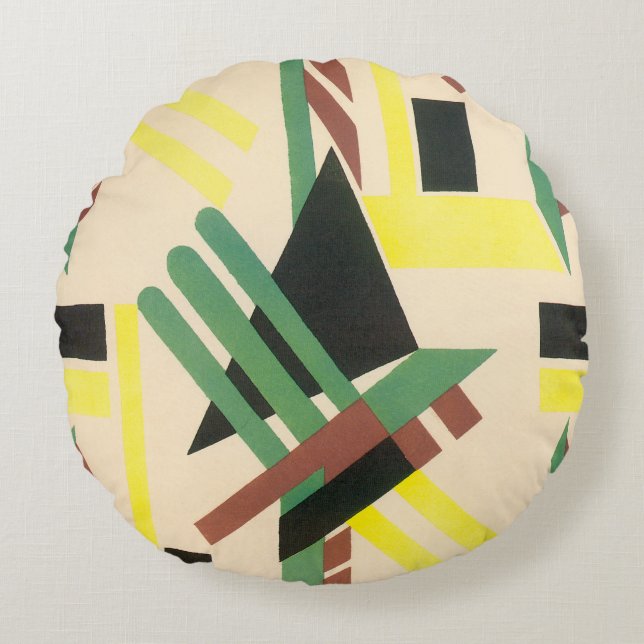 Cojín Redondo Formas geométricas de jazz de pochoir de arte vint (Anverso)