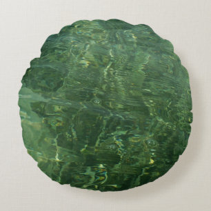 Cojín Redondo Foto de Agua sobre hierba marina II (Azul y Verde)