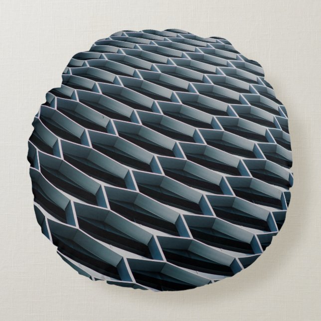 Cojín Redondo Foto de ángulo bajo del edificio de altura (Anverso)