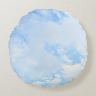 Cojín Redondo Foto de cielo azul claro y tranquilo simple