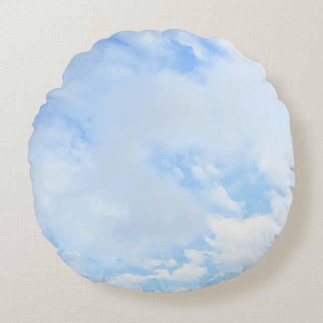 Cojín Redondo Foto de cielo azul claro y tranquilo simple (Anverso)