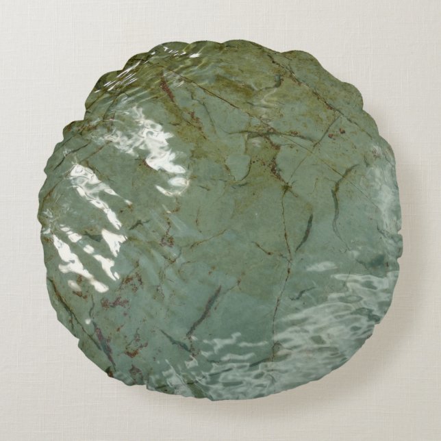 Cojín Redondo Foto de la naturaleza de la losa cubierta de agua (Anverso)