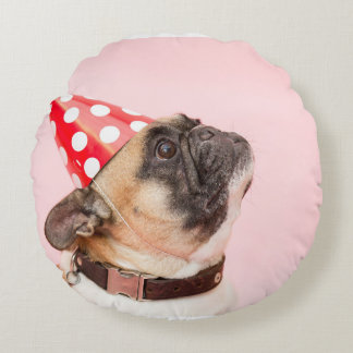 Cojín Redondo Foto de mascota personalizada a dos caras
