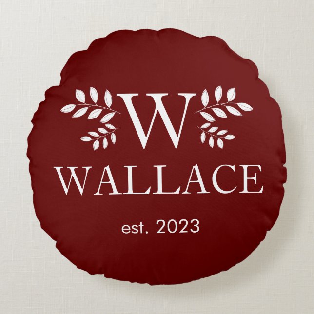 Cojín Redondo Foto de monograma de vacaciones de pareja de Navid (Anverso)