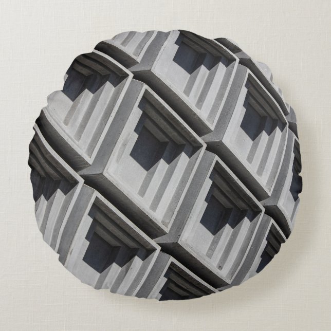 Cojín Redondo Foto de primer plano del edificio gris (Anverso)