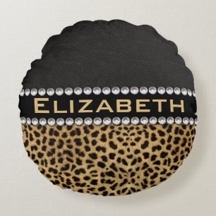 Cojín Redondo FOTO diamante de imitación del monograma de los