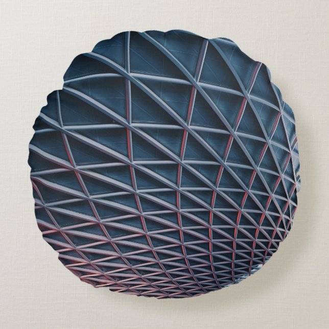 Cojín Redondo Foto en ángulo bajo de la estructura del edificio (Anverso)