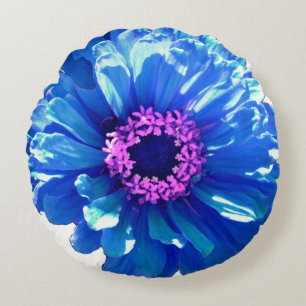 Cojín Redondo Foto floral azul margarita