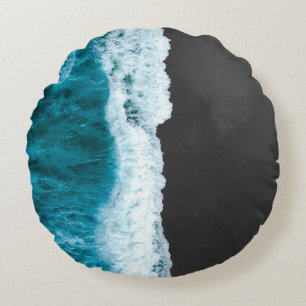 COJÍN REDONDO FOTOGRAFÍA AÉREA DE LA OLA DEL MAR