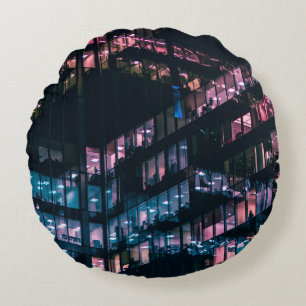 COJÍN REDONDO FOTOGRAFÍA ARQUITECTURAL DE LA CONSTRUCCIÓN CON LA