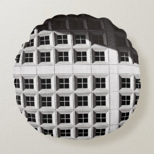 COJÍN REDONDO FOTOGRAFÍA ARQUITECTURAL DEL EDIFICIO BLANCO