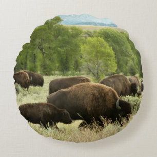 Cojín Redondo Fotografía de animales de la naturaleza de Wyoming