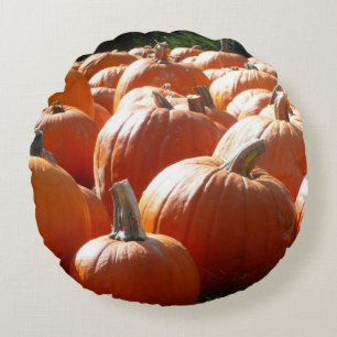 Cojín Redondo Fotografía de calabazas para Caída, Halloween o Dí