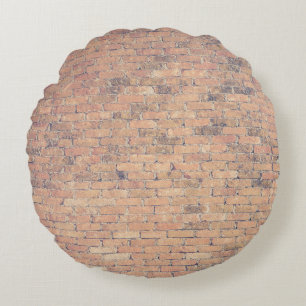 Cojín Redondo Fotografía de pared de ladrillo marrón