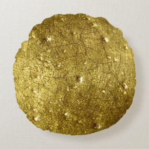 Cojín Redondo Fotografía de piedra dorada